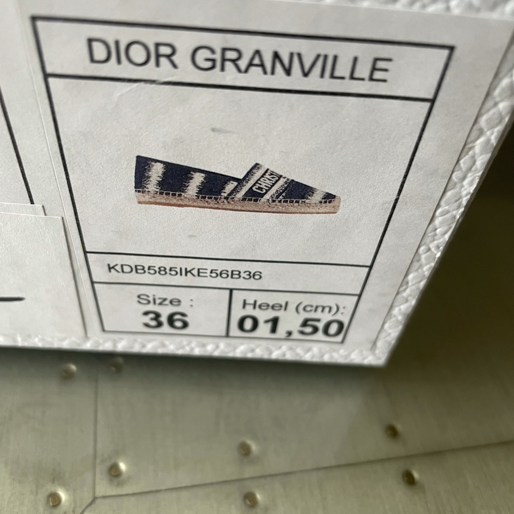 Christian Dior Granville denim blue white beige linen espadrilles flats sz 36 - Picture 9 of 12